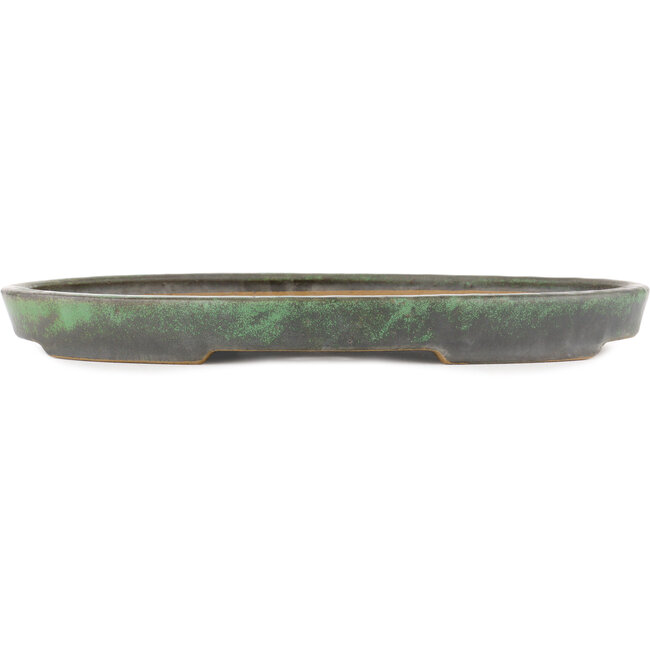 Oval green bonsai pot by Shuhou - 395 x 265 x 40 mm