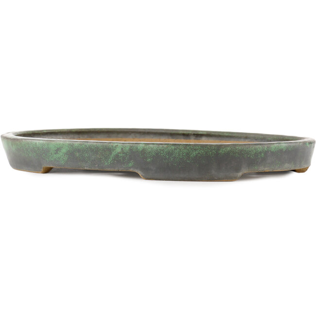 Pot à bonsaï ovale vert par Shuhou - 395 x 265 x 40 mm