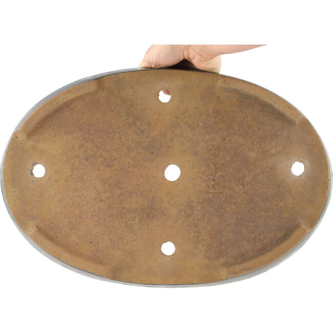 Pot à bonsaï ovale vert par Shuhou - 395 x 265 x 40 mm