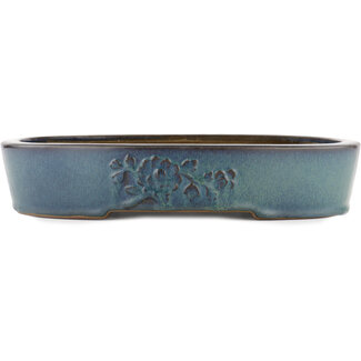 Yamaaki 360 mm oval blue bonsai pot by Yamaaki, Tokoname, Japan