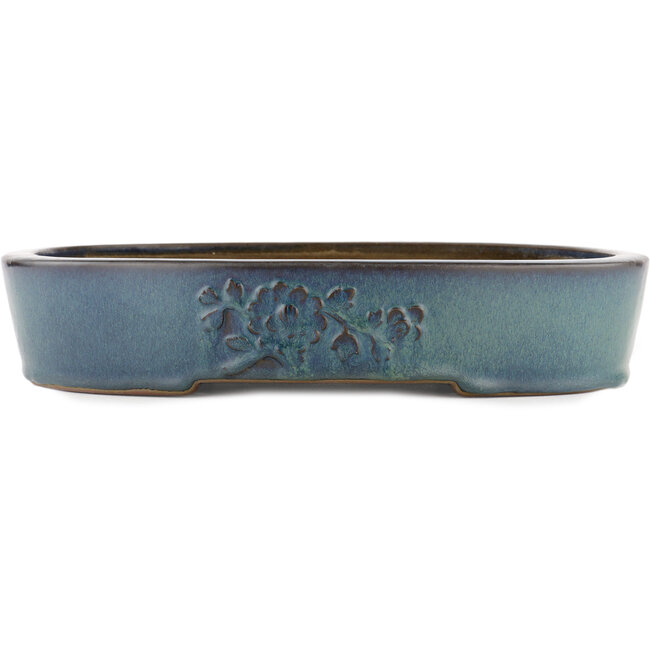 Oval blue bonsai pot by Yamaaki - 360 x 285 x 70 mm