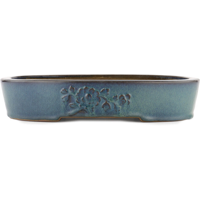Ovaler blauer Bonsai-Topf von Yamaaki - 360 x 285 x 70 mm