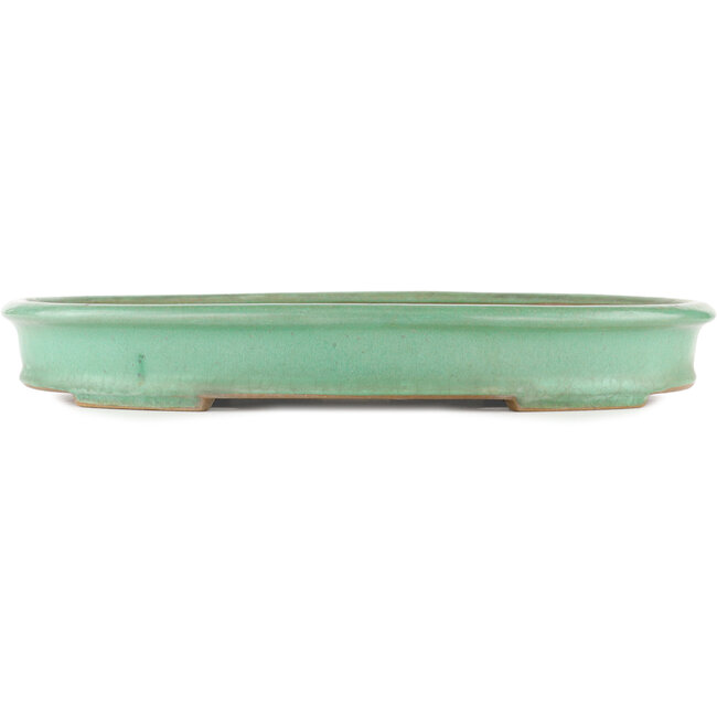 Oval green bonsai pot by Yamaaki - 405 x 315 x 55 mm