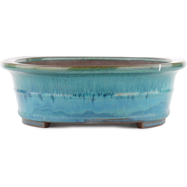 Ovale blauwe bonsaipot van Yamaaki - 410 x 315 x 100 mm