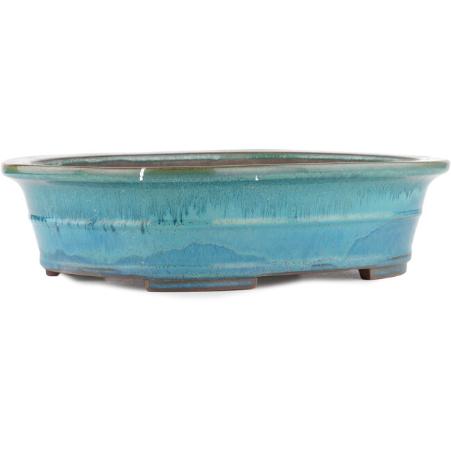 Ovale blauwe bonsaipot van Yamaaki - 410 x 315 x 100 mm