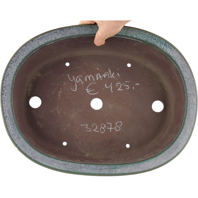 Maceta ovalada para bonsái azul de Yamaaki - 410 x 315 x 100 mm