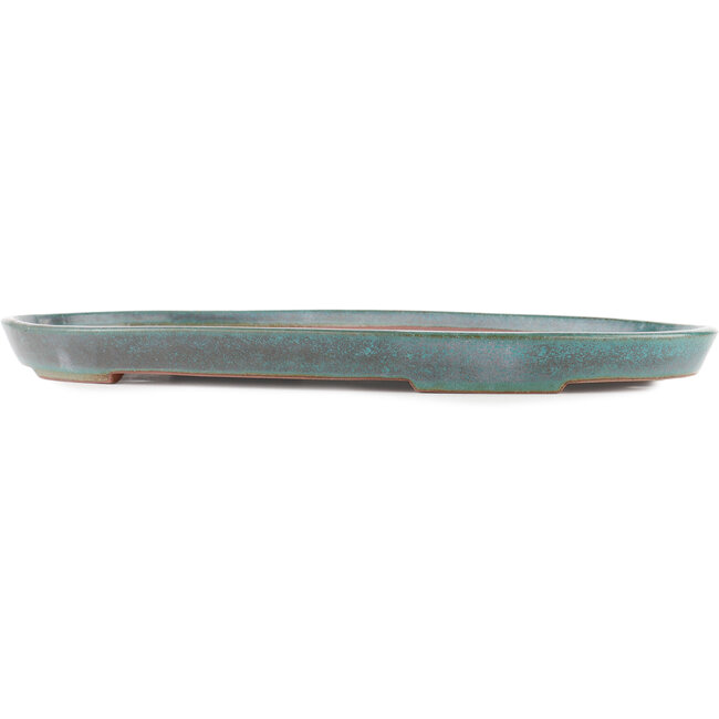 Oval turquoise bonsai pot by Reiho - 475 x 305 x 35 mm