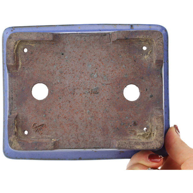 Maceta rectangular para bonsái azul de Hattori - 160 x 130 x 50 mm