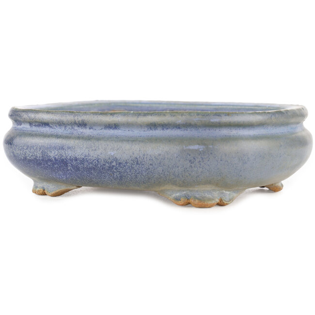 Ovaler blauer Bonsai-Topf von Hattori - 165 x 135 x 50 mm