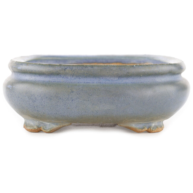 Ovaler blauer Bonsai-Topf von Hattori - 165 x 135 x 50 mm