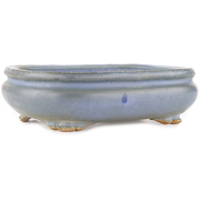 Ovaler blauer Bonsai-Topf von Hattori - 165 x 135 x 50 mm