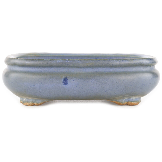 Ovaler blauer Bonsai-Topf von Hattori - 165 x 135 x 50 mm