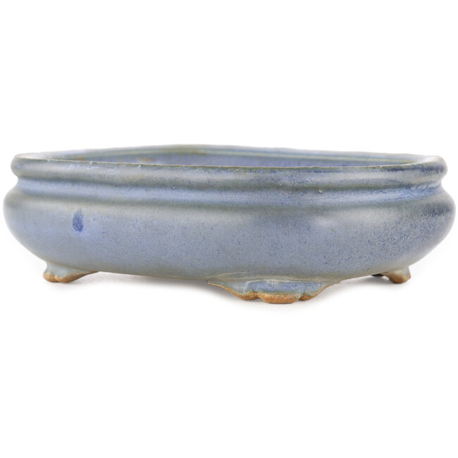 Pot à bonsaï ovale bleu par Hattori - 165 x 135 x 50 mm