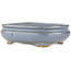 Oval blue bonsai pot by Hattori - 165 x 135 x 50 mm