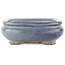 Oval blue bonsai pot by Hattori - 165 x 135 x 50 mm