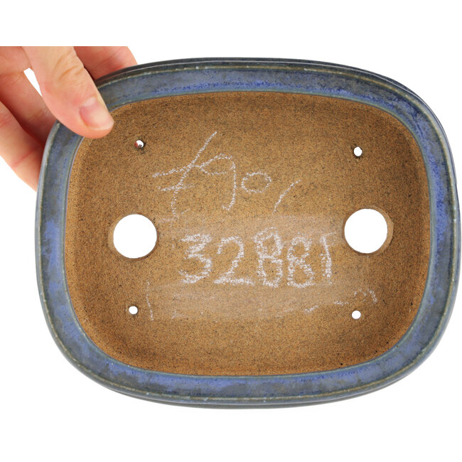 Maceta ovalada para bonsái azul de Hattori - 165 x 135 x 50 mm
