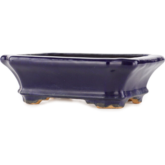Rectangular blue bonsai pot by Hattori - 140 x 107 x 45 mm