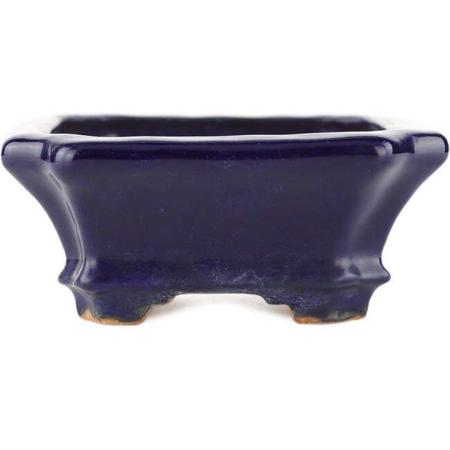 Pot à bonsaï rectangulaire bleu par Hattori - 140 x 107 x 45 mm