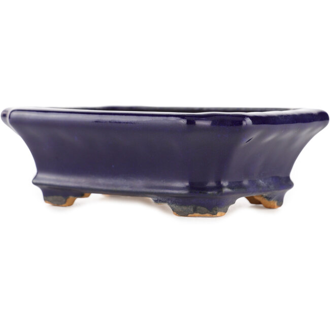 Rectangular blue bonsai pot by Hattori - 140 x 107 x 45 mm