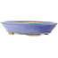Oval blue bonsai pot by Hattori - 166 x 127 x 33 mm