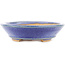 Oval blue bonsai pot by Hattori - 166 x 127 x 33 mm
