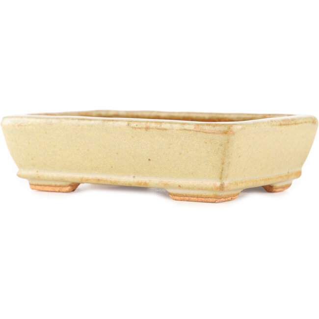 Vaso bonsai rettangolare bianco sporco di Hattori - 135 x 93 x 37 mm