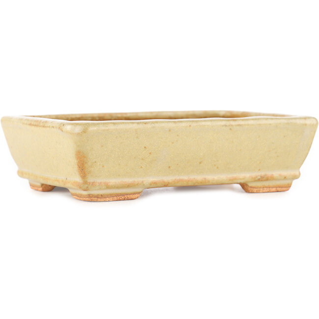 Pot à bonsaï rectangulaire blanc cassé par Hattori - 135 x 93 x 37 mm