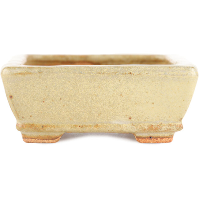 Rectangular off-white bonsai pot by Hattori - 135 x 93 x 37 mm