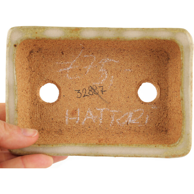 Maceta rectangular para bonsái blanco roto de Hattori - 135 x 93 x 37 mm