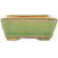 Pot à bonsaï rectangulaire vert craquelé par Hattori - 130 x 90 x 36 mm