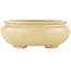 Oval off-white bonsai pot by Hattori - 116 x 101 x 47 mm
