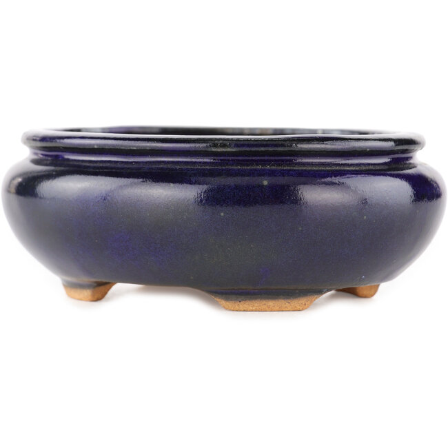 Ovaler blauer Bonsai-Topf von Hattori - 120 x 102 x 45 mm