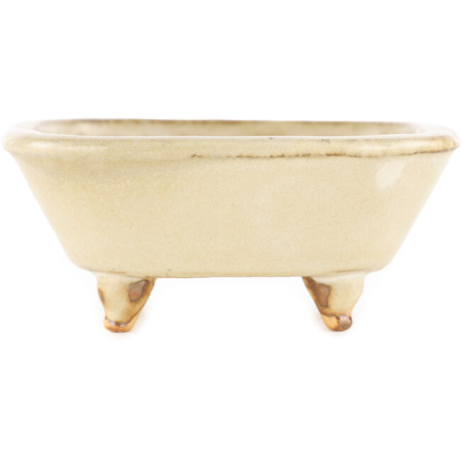 Square white bonsai pot by Hattori - 102 x 104 x 45 mm