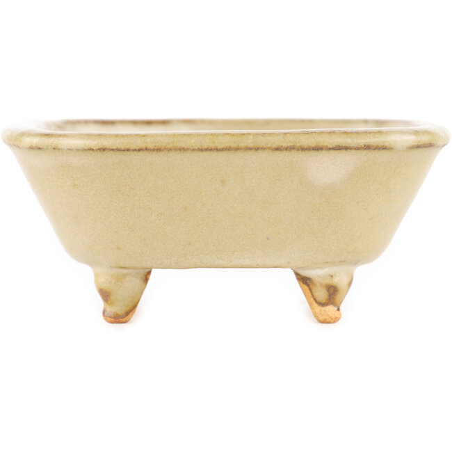 Square white bonsai pot by Hattori - 102 x 104 x 45 mm