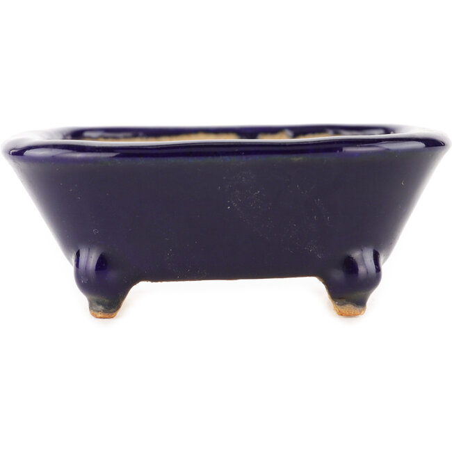 Vaso bonsai quadrato blu di Hattori - 104 x 103 x 40 mm