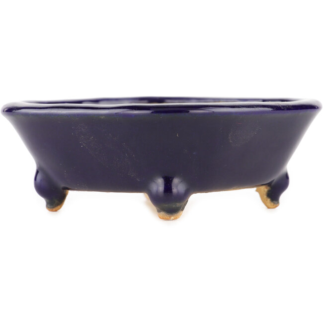 Square blue bonsai pot by Hattori - 104 x 103 x 40 mm