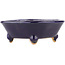Square blue bonsai pot by Hattori - 104 x 103 x 40 mm