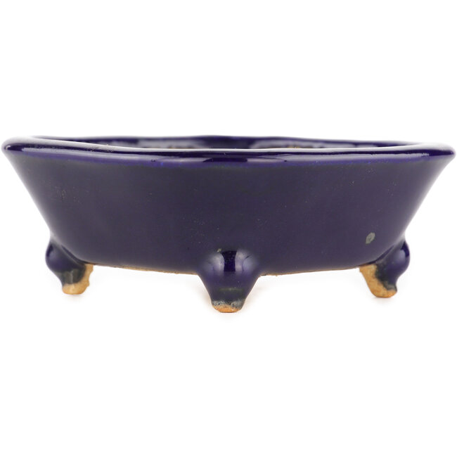 Square blue bonsai pot by Hattori - 104 x 103 x 40 mm