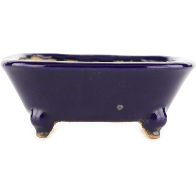 Square blue bonsai pot by Hattori - 104 x 103 x 40 mm