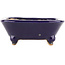 Square blue bonsai pot by Hattori - 104 x 103 x 40 mm