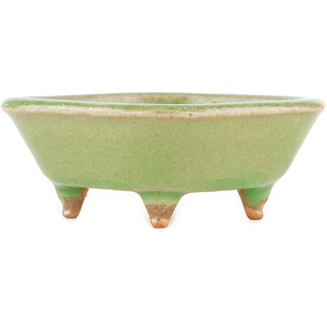 Vaso bonsai quadrato verde craquelé di Hattori - 105 x 103 x 45 mm