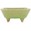 Square green craquelé bonsai pot by Hattori - 105 x 103 x 45 mm