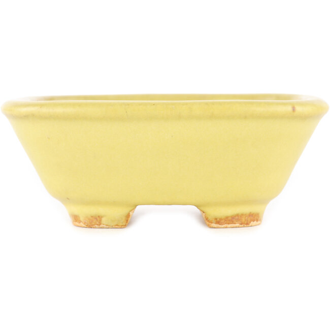 Square yellow bonsai pot by Hattori - 104 x 103 x 40 mm