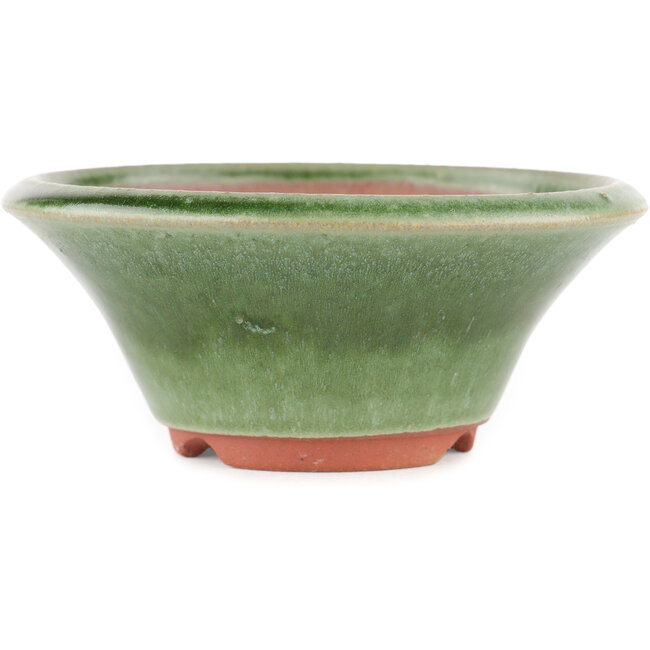 Ronde groene bonsaipot van Eime Yozan - 130 x 130 x 55 mm