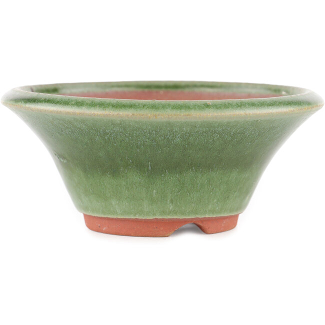 Vaso bonsai rotondo verde di Eime Yozan - 130 x 130 x 55 mm