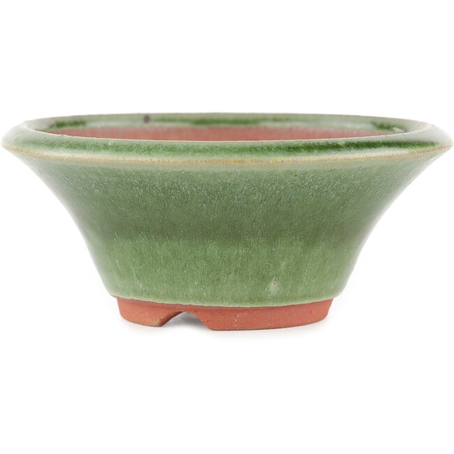 Ronde groene bonsaipot van Eime Yozan - 130 x 130 x 55 mm