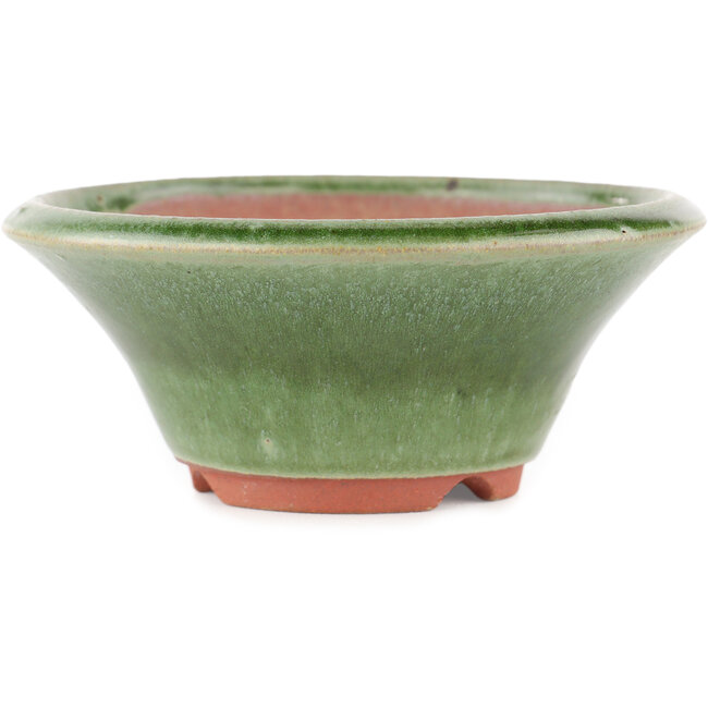 Vaso bonsai rotondo verde di Eime Yozan - 130 x 130 x 55 mm