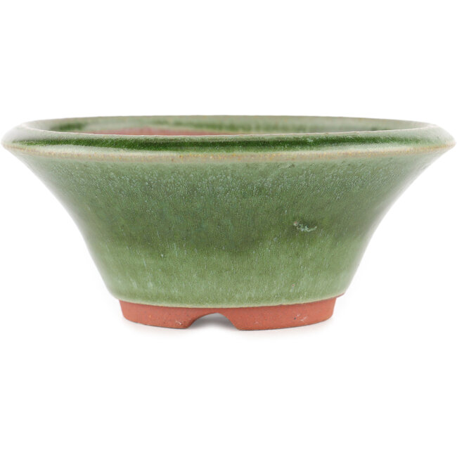 Ronde groene bonsaipot van Eime Yozan - 130 x 130 x 55 mm