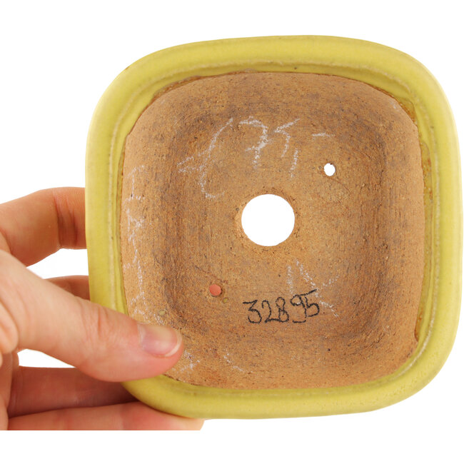 Vaso bonsai quadrato giallo di Hattori - 104 x 103 x 40 mm