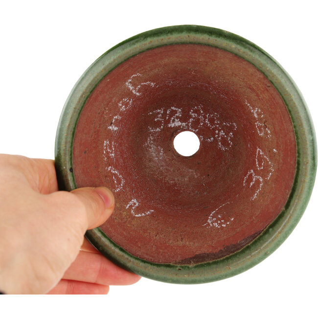 Pot à bonsaï rond vert par Eime Yozan - 130 x 130 x 55 mm